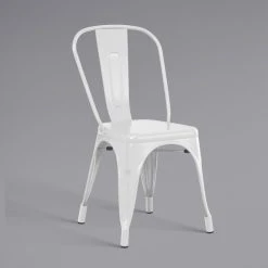 LT&S Alloy Series Lancaster Table & Seating Alloy Series 63" X 32" Rectangle White Dining Height Outdoor Table With 6 Industrial Cafe Chairs -Polywood store 2374722