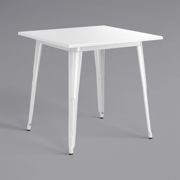 LT&S Alloy Series Lancaster Table & Seating Alloy Series 32" X 32" Square White Dining Height Outdoor Table With 4 Industrial Cafe Chairs 3 LT&S Alloy Series Lancaster Table & Seating Alloy Series 32" X 32" Square White Dining Height Outdoor Table With 4 Industrial Cafe Chairs - Image 3