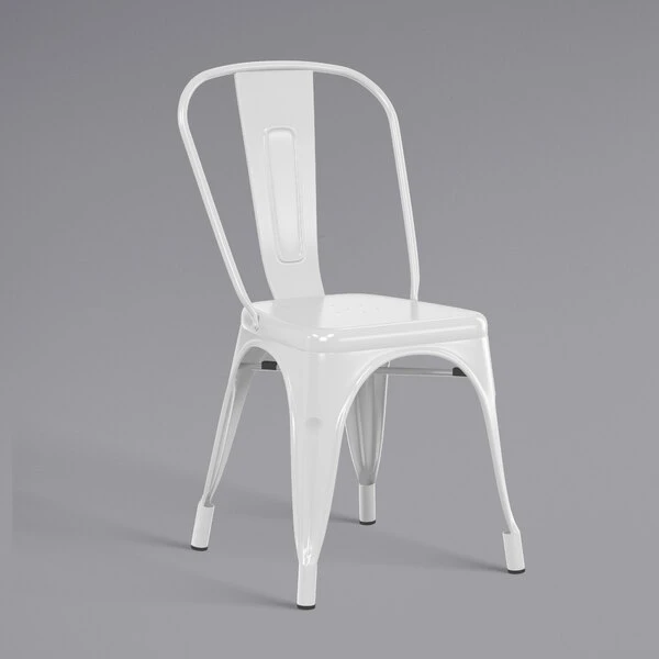 LT&S Alloy Series Lancaster Table & Seating Alloy Series 32" X 32" Square White Dining Height Outdoor Table With 4 Industrial Cafe Chairs 4 LT&S Alloy Series Lancaster Table & Seating Alloy Series 32" X 32" Square White Dining Height Outdoor Table With 4 Industrial Cafe Chairs - Image 4