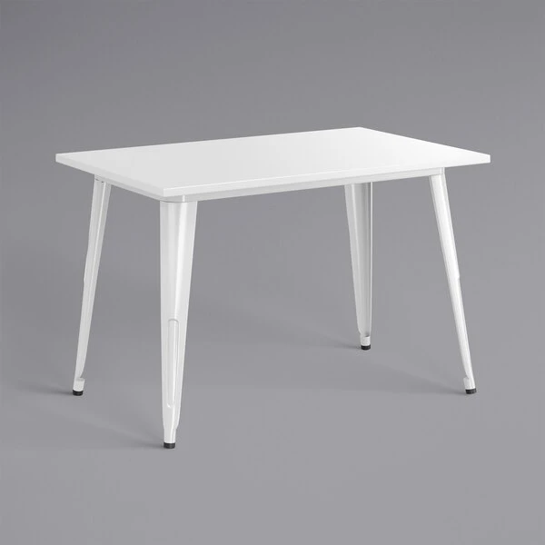 LT&S Alloy Series Lancaster Table & Seating Alloy Series 48" X 30" Rectangle White Dining Height Outdoor Table With 4 Industrial Cafe Chairs 3 LT&S Alloy Series Lancaster Table & Seating Alloy Series 48" X 30" Rectangle White Dining Height Outdoor Table With 4 Industrial Cafe Chairs - Image 3