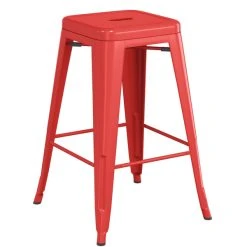 LT&S Alloy Series Lancaster Table & Seating Alloy Series Red Stackable Metal Indoor / Outdoor Industrial Cafe Counter Height Stool With Black Fabric Magnetic Cushion -Polywood store 2400847