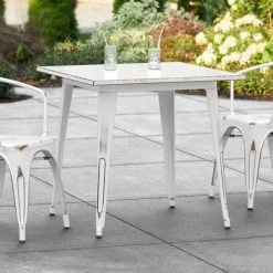 LT&S Alloy Series Lancaster Table & Seating Alloy Series 32" X 32" Distressed White Dining Height Outdoor Table