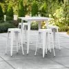 LT&S Alloy Series Lancaster Table & Seating Alloy Series 32" X 32" White Outdoor Bar Height Table With Four Barstools