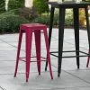 LT&S Alloy Series Lancaster Table & Seating Alloy Series Sangria Stackable Metal Indoor / Outdoor Industrial Barstool With Drain Hole Seat