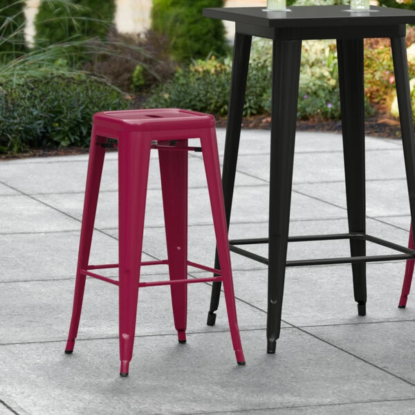 LT&S Alloy Series Lancaster Table & Seating Alloy Series Sangria Stackable Metal Indoor / Outdoor Industrial Barstool With Drain Hole Seat 1 LT&S Alloy Series Lancaster Table & Seating Alloy Series Sangria Stackable Metal Indoor / Outdoor Industrial Barstool With Drain Hole Seat