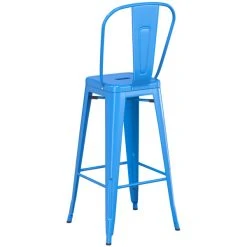 LT&S Alloy Series Lancaster Table & Seating Alloy Series Blue Metal Indoor / Outdoor Industrial Cafe Barstool With Vertical Slat Back And Drain Hole Seat -Polywood store 2445625
