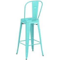 LT&S Alloy Series Lancaster Table & Seating Alloy Series Seafoam Metal Indoor / Outdoor Industrial Cafe Barstool With Vertical Slat Back And Drain Hole Seat -Polywood store 2445641