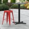 LT&S Alloy Series Lancaster Table & Seating Alloy Series Red Stackable Metal Indoor / Outdoor Industrial Cafe Counter Height Stool With Drain Hole Seat