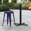 LT&S Alloy Series Lancaster Table & Seating Alloy Series Navy Stackable Metal Indoor / Outdoor Industrial Cafe Counter Height Stool With Drain Hole Seat