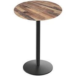 Holland Bar Stool EuroSlim 36" Round Rustic Wood Indoor / Outdoor Bar Height Table With Round Base