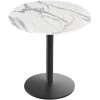 Holland Bar Stool EuroSlim 36" Round White Marble Indoor / Outdoor Standard Height Table With Round Base