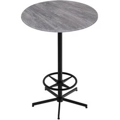 Holland Bar Stool EuroSlim 36" Round Greystone Indoor / Outdoor Bar Height Table With Foot Rest Base