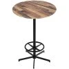 Holland Bar Stool EuroSlim 36" Round Rustic Wood Indoor / Outdoor Bar Height Table With Foot Rest Base