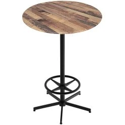 Holland Bar Stool EuroSlim 36" Round Rustic Wood Indoor / Outdoor Bar Height Table With Foot Rest Base