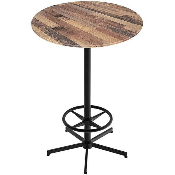 Holland Bar Stool EuroSlim 36" Round Rustic Wood Indoor / Outdoor Bar Height Table With Foot Rest Base 1 Holland Bar Stool EuroSlim 36" Round Rustic Wood Indoor / Outdoor Bar Height Table With Foot Rest Base