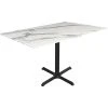 Holland Bar Stool EuroSlim 32" X 48" White Marble Indoor / Outdoor Standard Height Table With Cross Base