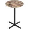 Holland Bar Stool EuroSlim 36" Round Rustic Wood Indoor / Outdoor Bar Height Table With Cross Base