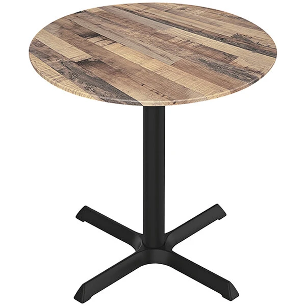 Holland Bar Stool EuroSlim 36" Round Rustic Wood Indoor / Outdoor Table With Cross Base 1 Holland Bar Stool EuroSlim 36" Round Rustic Wood Indoor / Outdoor Table With Cross Base