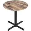 Holland Bar Stool EuroSlim 36" Round Rustic Wood Indoor / Outdoor Standard Height Table With Cross Base
