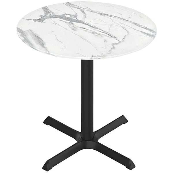 Holland Bar Stool EuroSlim 36" Round White Marble Indoor / Outdoor Table With Cross Base 1 Holland Bar Stool EuroSlim 36" Round White Marble Indoor / Outdoor Table With Cross Base