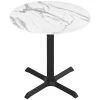 Holland Bar Stool EuroSlim 36" Round White Marble Indoor / Outdoor Standard Height Table With Cross Base