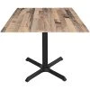 Holland Bar Stool EuroSlim Square Rustic Wood Indoor / Outdoor Table With Cross Base