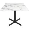 Holland Bar Stool EuroSlim Square White Marble Indoor / Outdoor Table With Cross Base