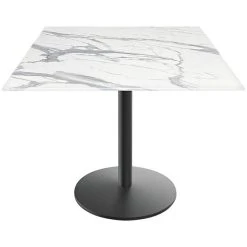 Holland Bar Stool EuroSlim Square White Marble Indoor / Outdoor Table With Round Base