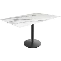 Holland Bar Stool EuroSlim 32" X 48" White Marble Indoor / Outdoor Standard Height Table With Round Base