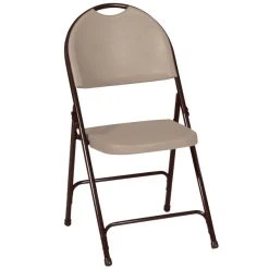 Correll 24 Tan With Brown Frame Plastic Molded Folding Chair