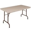 Correll Folding Table, 24" X 48" Tamper-Resistant Plastic, Mocha Granite
